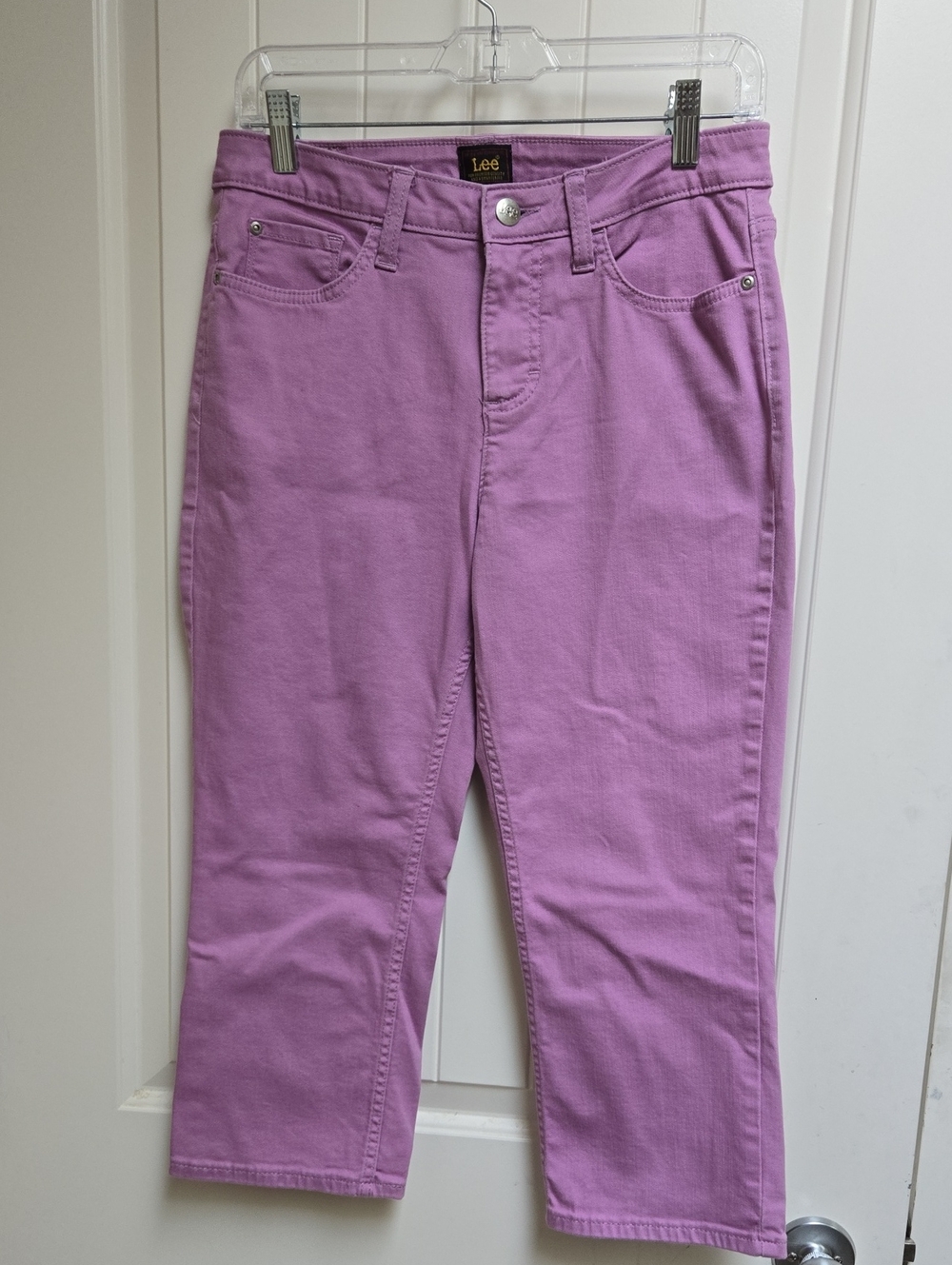 Lee Women's Lavender Purple Cropped Straight Ankle Cotton Jeans Capri